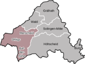 Lage des Stadtbezirks innerhalb Solingens