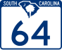 South Carolina Highway 64 marker