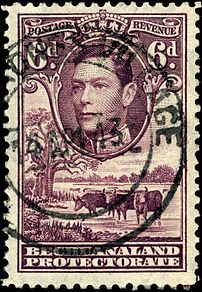 A postage stamp used at Gaborone in 1943, the postmark reading 