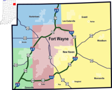 map of school districts in Allen County, Indiana