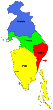 A Veneza Júlia entre 1923 e 1947 com suas províncias