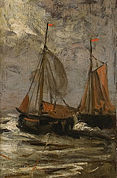 Dutch Fishing Boats, deel van deurpaneel