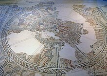Zodiac Wheel Mosaic in the great synagogue of Tzippori (5th century) in Galilee, Israel ZodiacMosaicTzippori.jpg