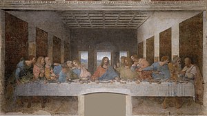 Depictions of the Last Supper in Christian art have been undertaken by artistic masters for centuries, Leonardo da Vinci's late 1490s mural painting in Milan, Italy, being the best-known example. Ultima Cena - Da Vinci 5.jpg