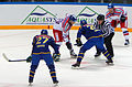 A face-off in the match between Sweden and Czech Republic