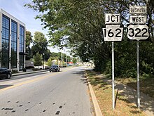 US 322 Business in West Chester 2022-09-05 09 21 13 View west along U.S. Route 322 Business (Hannum Avenue) just west of Wayne Street in West Chester, Chester County, Pennsylvania.jpg