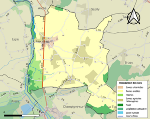 Carte en couleurs présentant l'occupation des sols.