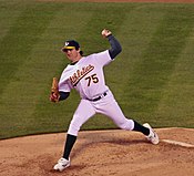 Zito pitching for the Athletics in 2002 A's vs Yanks 4406244.jpg