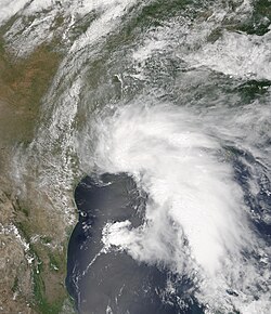 Tempête tropicale Allison, le 5 juin 2001 à 17:15 UTC, à son intensité maximale