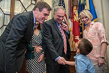 Mark Warner and Tim Kaine, Virginia's two current U.S. Senators, are both former governors of the state. DSC 5108 (34877757420).jpg