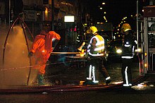 Decontamination after a chemical spill Decontamination after incident at Archway - geograph.org.uk - 108750.jpg