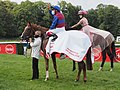 Miss Yoda mit Jockey Frankie Dettori nach dem Rennen auf dem Geläuf