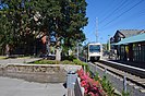 Train arriving at a station on the MAX Blue Line