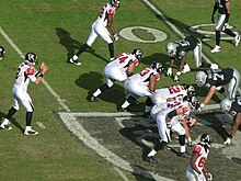 Ryan takes a snap against the Raiders on November 2. Falcons on offense at Atlanta at Oakland 11-2-08 12.JPG