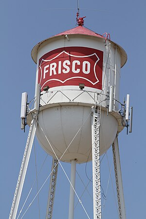 The old water tower in downtown Frisco, Tx, USA.