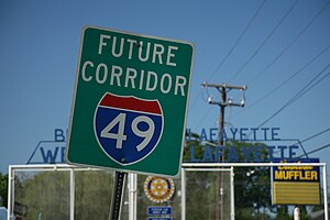 Sign marking the Future corridor of Interstate...