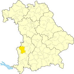 Zemský okres Dillingen an der Donau na mapě Bavorska
