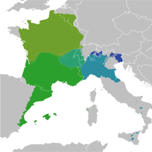 Euroopa galloromaani keelte kaart