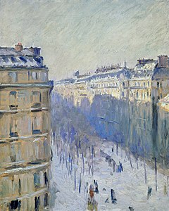 Boulevard Haussmann i snön, målning av Gustave Caillebotte.