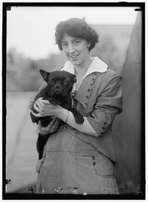 Hazel MacKaye and dog by Harris & Ewing - Original.tiff