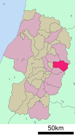 Higashinen sijainti Yamagatan prefektuurissa
