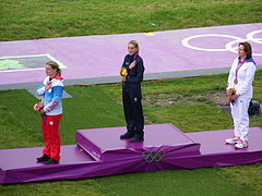 Jessica Rossi picking up gold in the London 2012 Olympic trap shooting.jpg