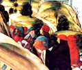 Juan Fernandez de Heredia et Raymond de Turenne suivi par un cardinal au visage effacé.