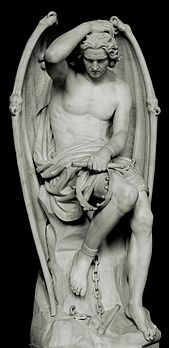 Le Génie du Mal, sculpture en marbre de Guillaume Geefs (1848, cathédrale Saint-Paul de Liège). (définition réelle 1 998 × 4 118)