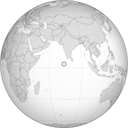 Location of Maldives in the Indian Ocean