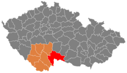 Location in the South Bohemian Region within the Czech Republic