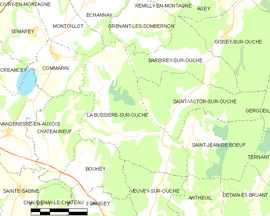 Mapa obce La Bussière-sur-Ouche