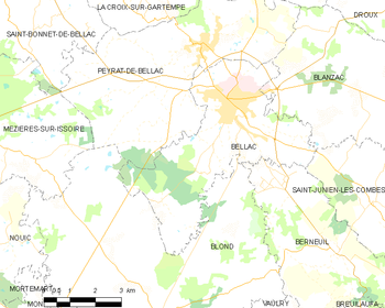 Map of the commune de Bellac