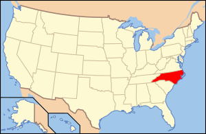 地圖中高亮部分為北卡羅來納州