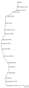 Strecke der Скоростная железная дорога Ухань — Гуанчжоу