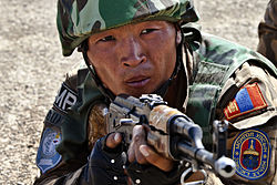 A Mongolian unit 032 operative during an exercise Marines, Mongolians patrol during Khaan Quest 2011 Image 6 of 9.jpg