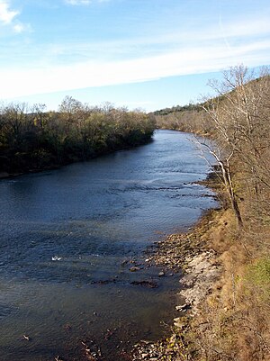 This is a picture of the Meramec River as it f...