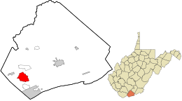 Location in Mercer County and the state of West Virginia.