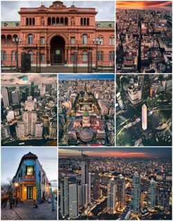 Left to right, from top to bottom. I row: Casa Rosada Presidential Palace and Microcentro. II row: Kavanagh Building, Palace of National Congress, and Obelisco. III row: La Boca and Puerto Madero.