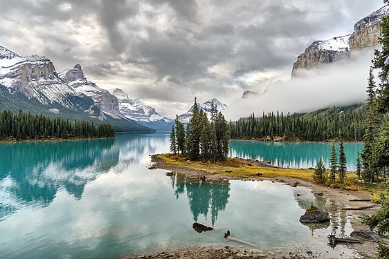 Spirit Island in Jasper National Park. Photograph: Sergey Pesterev