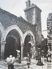 The interior of the church during an art exhibition