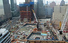 One World Trade Center tower and National September 11 Memorial & Museum under construction as of July 28, 2010 One WTC From W Hotel 7-28-10.JPG