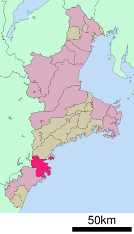 Situering van Owase in de prefectuur Mie