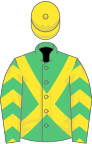 Emerald Green, Yellow cross belts, chevrons on sleeves, Yellow cap