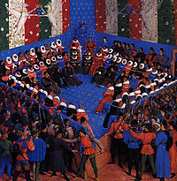 Depiction of a Lit de justice at the Parlement of Paris in 1450. Parlement-Paris-Charles7.jpg