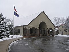 Modern entrance to Potawatomi Inn.