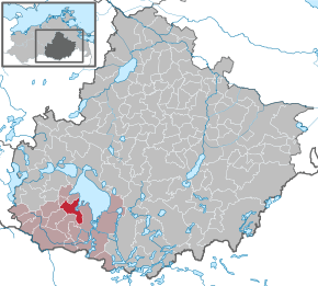 Poziția orașului Röbel/Müritz pe harta districtului Müritz
