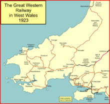 Railway lines in West Wales in 1923 S Wales Rly 1923.png