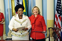 The Paycheck Fairness Act, repeatedly proposed by Democrats such as Hillary Clinton, would prevent employer defenses to sex discrimination that are related to gender. It has been rejected by Republicans in the United States Congress. Secretary Clinton Smiles With South African Minister Maite Nkoana-Mashabane.jpg