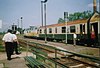 A passenger train on the last day of service at Seelingstädt station in May 1999