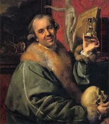 Автопортрет (с песочными часами и черепом) Иоганна Цоффани, около 1776 г.